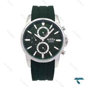 ساعت الکسا A0102 پریمیر مردانه سه موتوره استیل سبز Alexa-6207-G