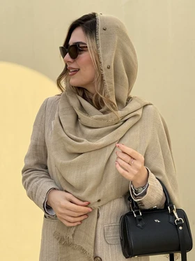 شال نخی حاشیه پرچ دار لارا کد 763 (کرم)