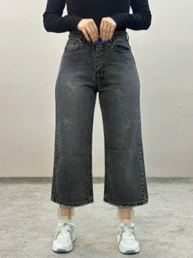 شلوار واید جین طوسی آمسو