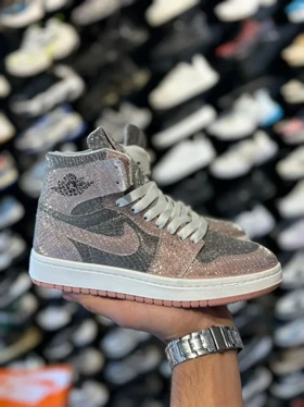 کتانی جردن ساق‌دار اکلیلی صورتی نقره ای