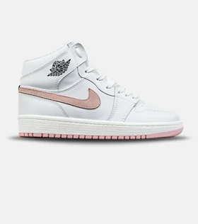 کفش کتانی ساق‌دار زنانه سفید صورتی NIKE jordan 1 مدل 8950