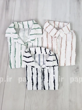 شومیز مانتویی راه راه پری سفید