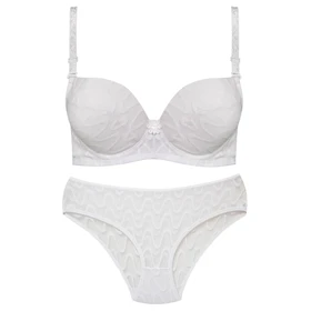 ست شورت و سوتین زنانه لنا مدل فنردار بند متحرک کاپ اسفنجی سفید کد 4959