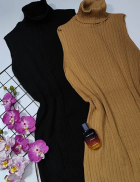 ماکسی بافت یقه اسکی مدل سحر کد 40204 (شکلاتی)