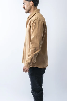 پیراهن آستین بلند برش‌دار کتان مردانه