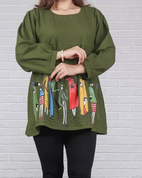 شومیز لینن بازار 6935 (سبز ارتشی)