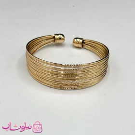 دستبند زنانه ژوپینگ پهن طرح لایه‌ای طلایی کد 4791