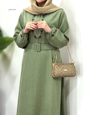 پیراهن مانتویی گلدوزی آیسو فریماه