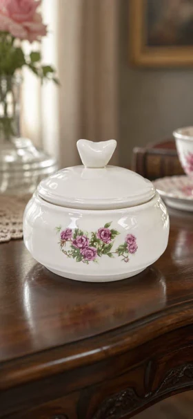 قندان سرامیک طرح گل سرخی