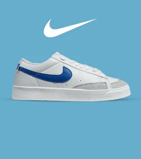 کفش نایک مردانه و زنانه سفید آبی Nike Blazer Low 77 مدل 5798