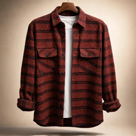 پیراهن کنف پشمی صددرصد نخ طرح وینتیج گلیمی زرشکی هنری کد v54