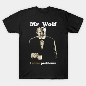 تیشرت کلاسیک داستان عامه پسند تیشرت Pulp Fiction طرح Mr. Wolf - I Solve Problems