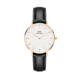 ساعت دنیل ولینگتون زنانه بند چرم مشکی صفحه سفید DW-3546-L