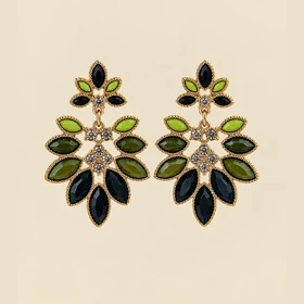 گوشواره طرح برگ کریستالی کد M89