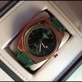 ساعت مچی مردانه تیسوت بند رابر سبز با موتور کوارتز + جعبه و باطری اضافه