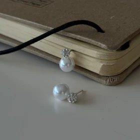 گوشواره نگین مروارید نقره