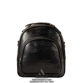 کوله پشتی چرم مشکی Backpack Black A02