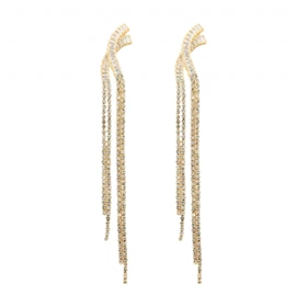 گوشواره زنانه میخی آویز مدل ضربدر نگینی