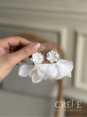 گوشواره پارچه ای گل سفید