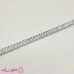 سرویس زنانه تنیسی مدل نقره ای با نگینهای سفید باگتی کد 530