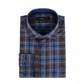 پیراهن مردانه رسمی چهارخونه آبی C10