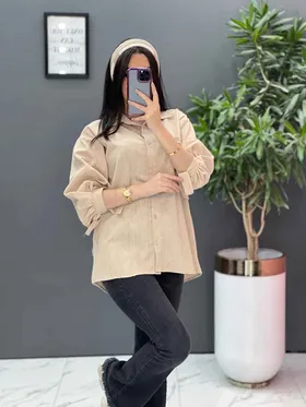 شومیز لینن آستین بنددار