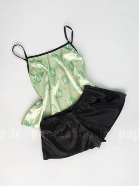 ست لباس خواب تاپ و شورتک ساتن طرح دایناسور