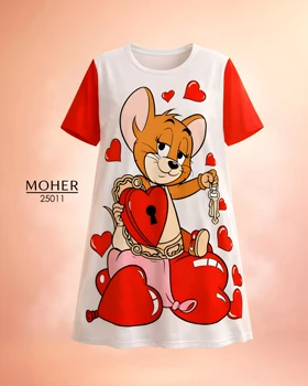 تونیک راحتی سایز بزرگ طرح جری عاشق