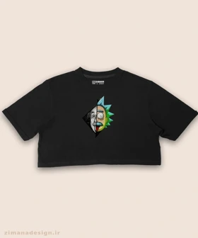 کراپ زنانه طرح ریک اند مورتی و انیشتین