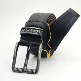 کمربند مردانه چرم مصنوعی (فوم درجه یک) (مشکی سگک مشکی)