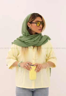 شومیز مغزی دوزی لینن آرمانی کد1005550