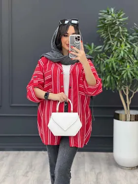 مانتو پانچ راه راه دو خط