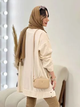 مانتو لینن پایین پرچ دار