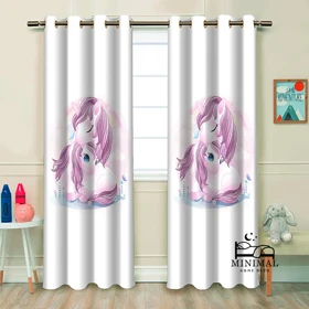 پرده کودک طرح اسب تک شاخ مدل W4862