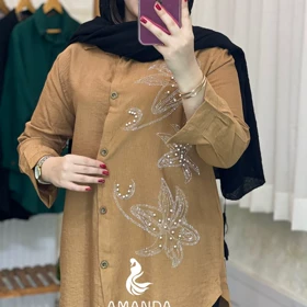 مانتو شومیزی نگین دوزی مدل پروانه