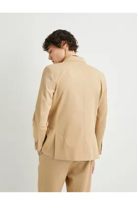 کت کتانی ژاکت کتانی با جیب باریک دکمه دار TYC3611253FF30C7D0
