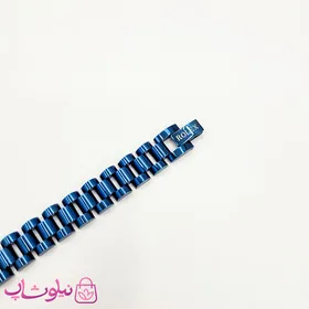 دستبند مردانه زنانه استیل طرح رولکس آبی