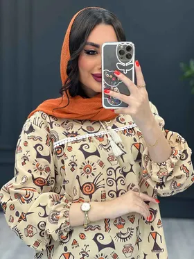 مانتو داکرون جلو بسته طرح دار