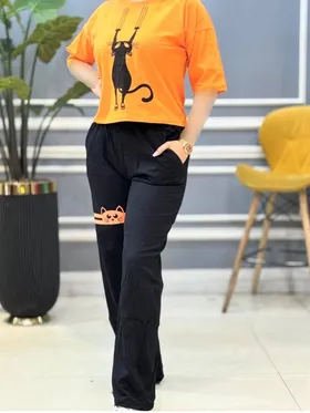 ست تیشرت و شلوار گربه
