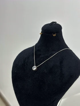 گردنبند نقره زنانه تک نگین ظریف1004