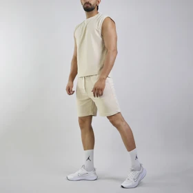 ست رکابی و شلوارک اسپرت بیسیک مدل GF-8301 کرم