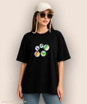 تیشرت لش مردانه و زنانه نوستالژی طرح تیله رنگی