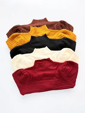 بلوز یقه اسکی بافت گپ آستین بلند