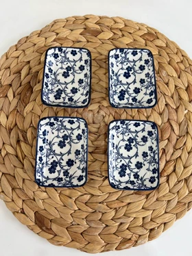 خرماخوری مستطیل کوچک دنی هوم طرح گل سرمه ای / BA14