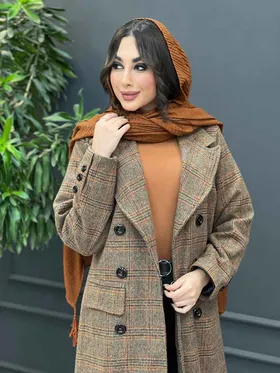 پالتو بلند چهارخونه شش دکمه