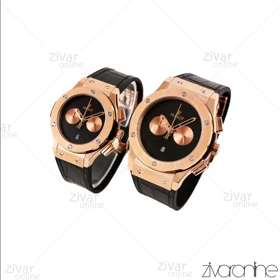 ست ساعت هابلوت کلاسیک فیوژن سه موتوره صفحه مهندسی بند چرمی 103133