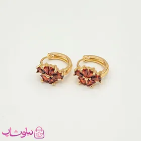 گوشواره زنانه ژوپینگ با نگینهای نارنجی
