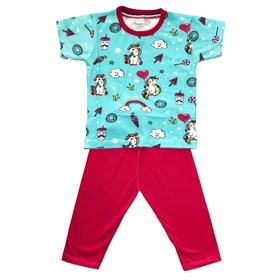 ست تیشرت و شلوار دخترانه مدل اسب تک شاخ کد PJ1070