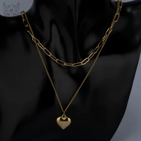 گردنبند دولاین آویز قلب استیل