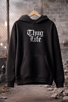 هودی مشکی اسپرت طرح نوشته Thug Life - فواصل